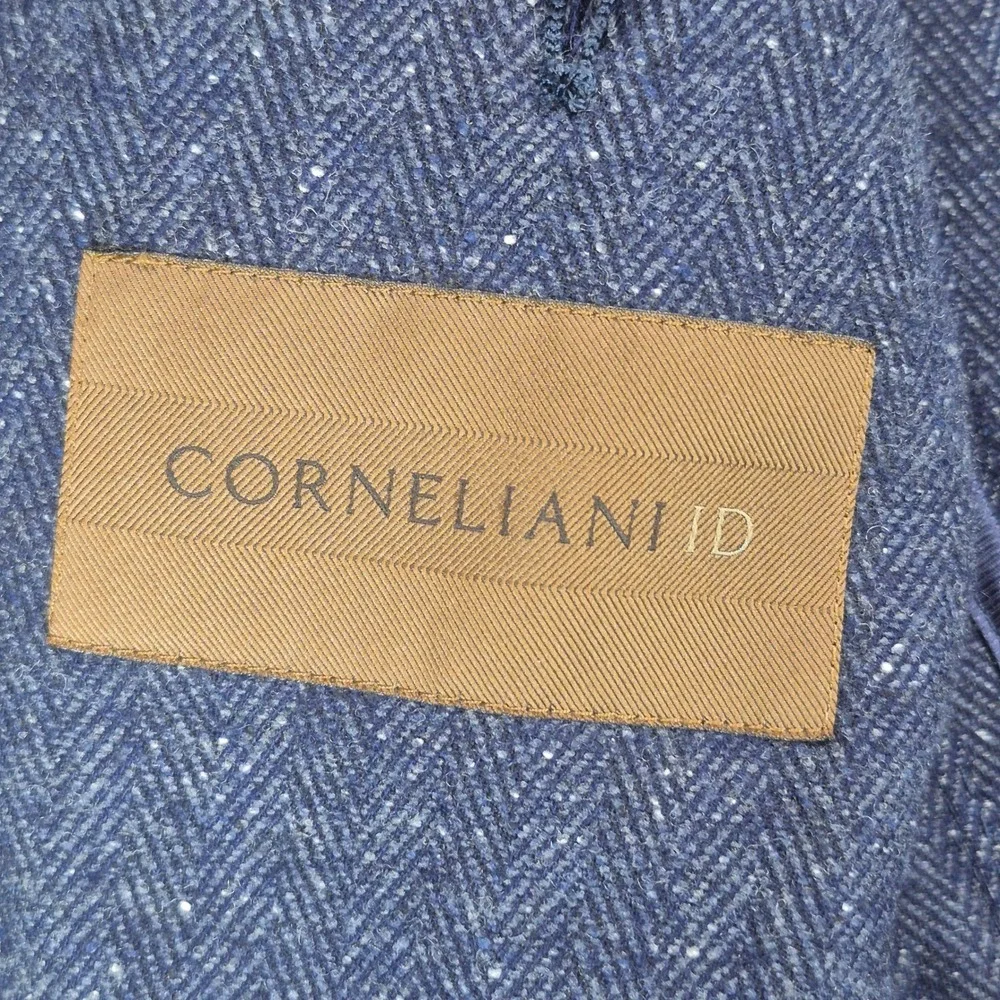 Corneliani ID Blazer Jacket Mens 50R Navy Wool Silk Removable Zip Insert Italy